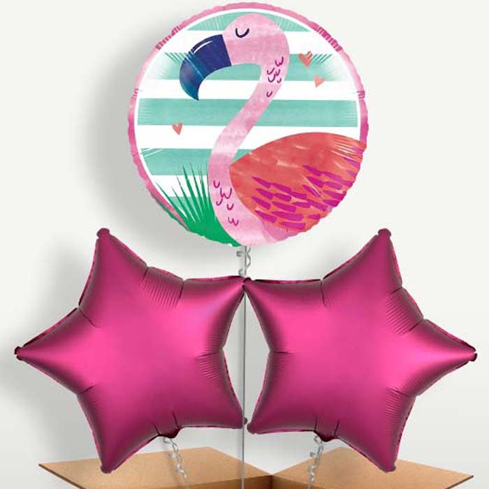 Flamingo Trio Balloon Bunch inflated with Helium | Party Save Smile