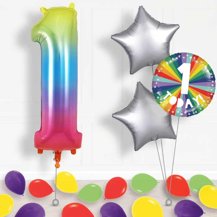 Age 1 1st Birthday Rainbow Balloon Package - Package | Party Save Smile