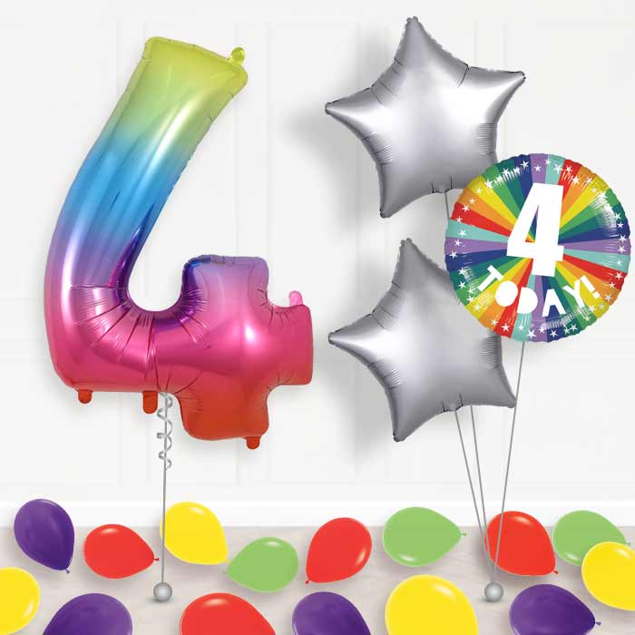 Age 4 4th Birthday Rainbow Balloon Package - Package | Party Save Smile