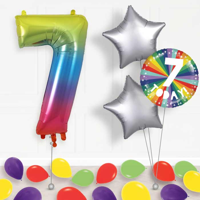 Age 7 7th Birthday Rainbow Balloon Package - Package | Party Save Smile