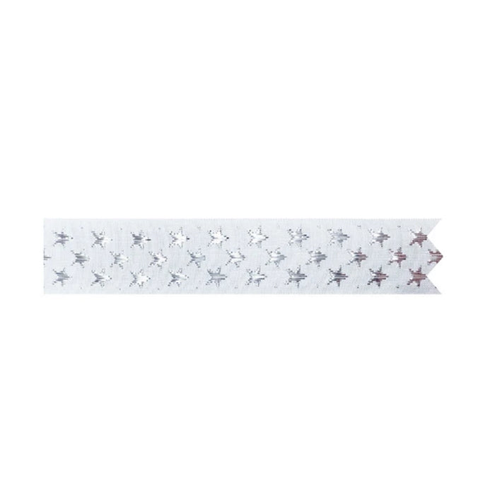 Silver and White Stars Cake Ribbon Decoration 1 Metre | Party Save Smile