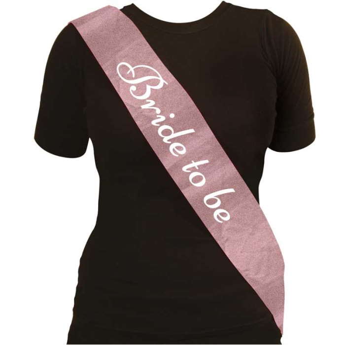 Bride to Be Sash Rose Gold Glitter | Party Save Smile