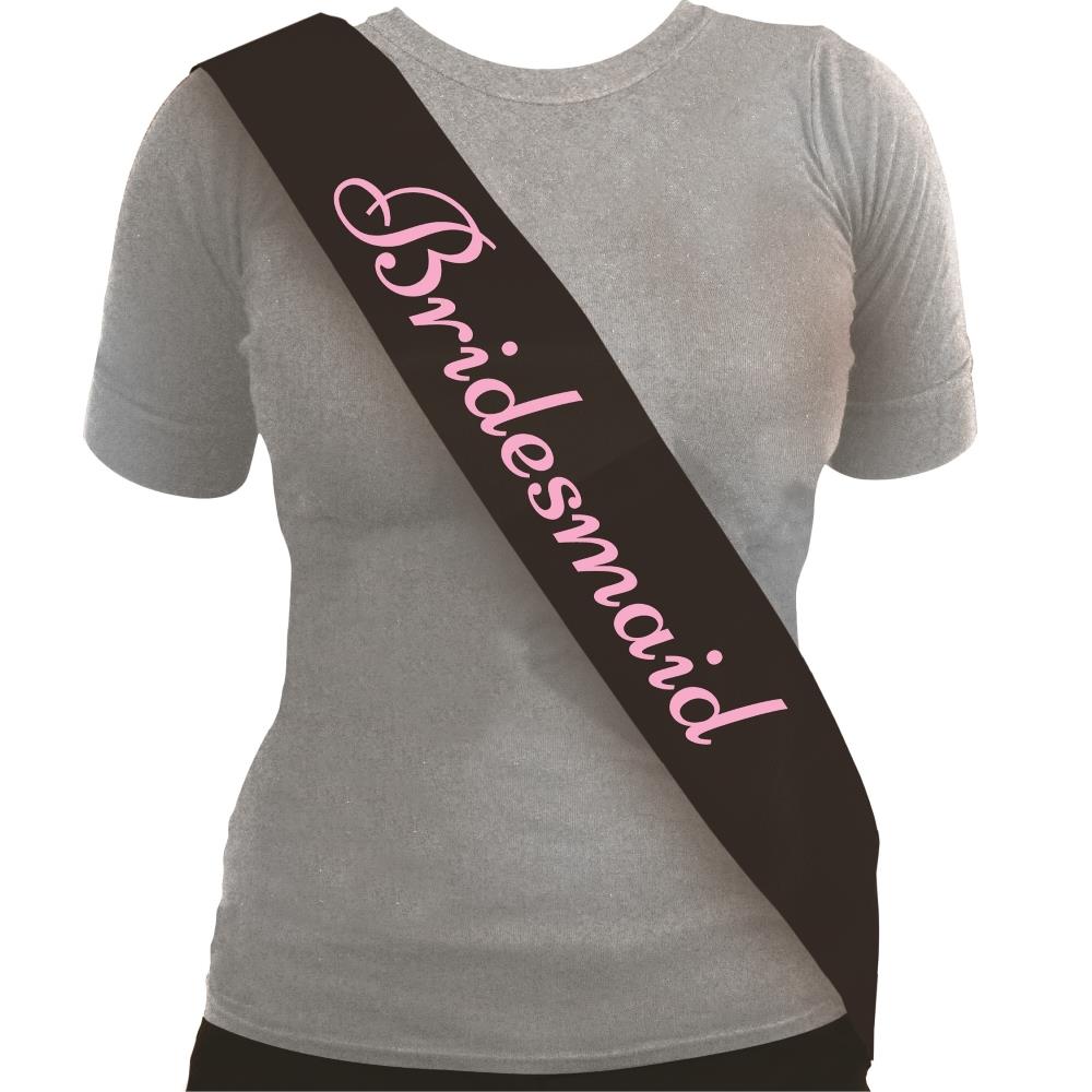 Hen Party | Bridesmaid Black Sash w/ Pink Text | Party Save Smile