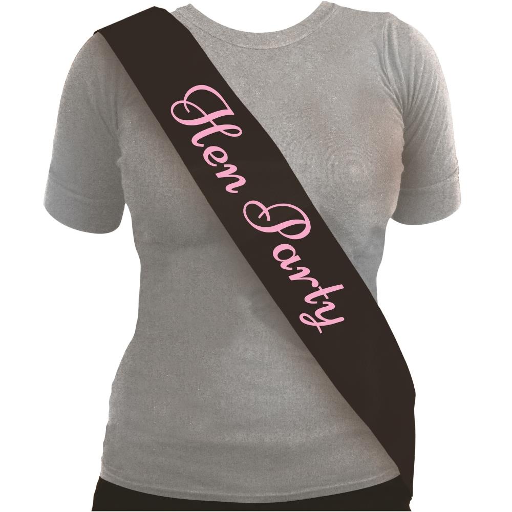 Hen Party Black Sash w/ Pink Text | Party Save Smile