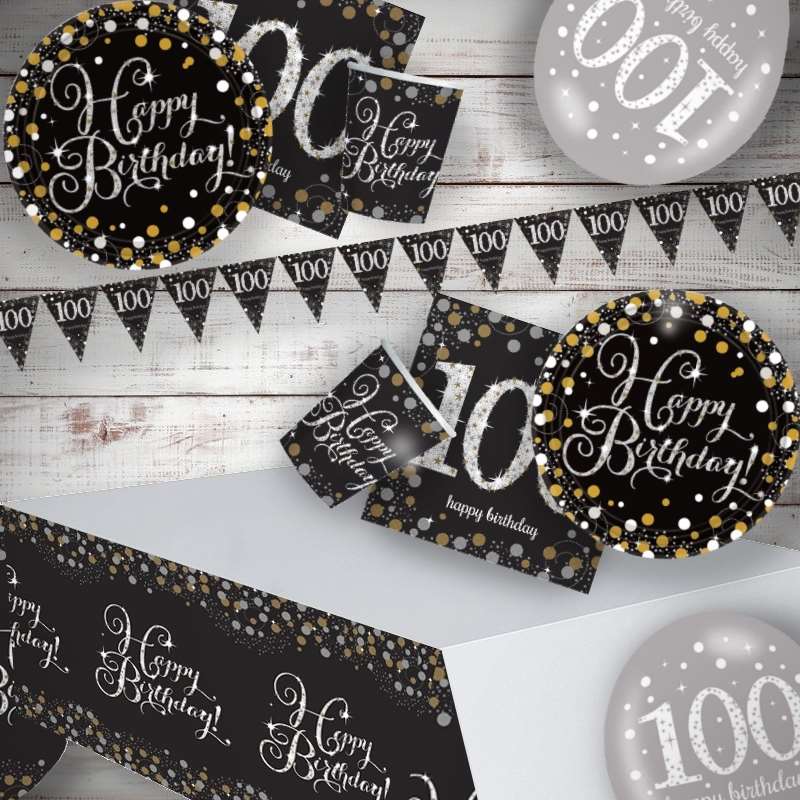 Gold Sparkling Premium 100th Birthday Party Pack | Party Save Smile