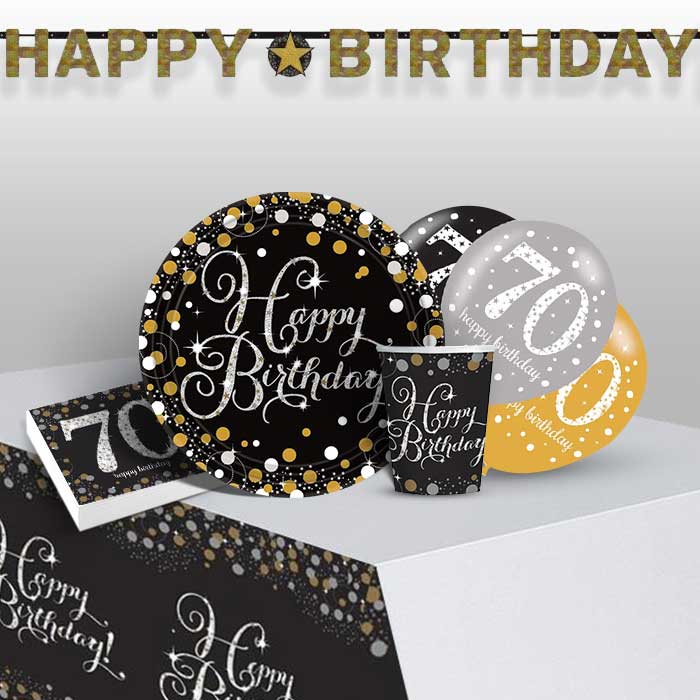 Gold Silver 70th Birthday Party Pack & Decorations Kit | Party Save Smile