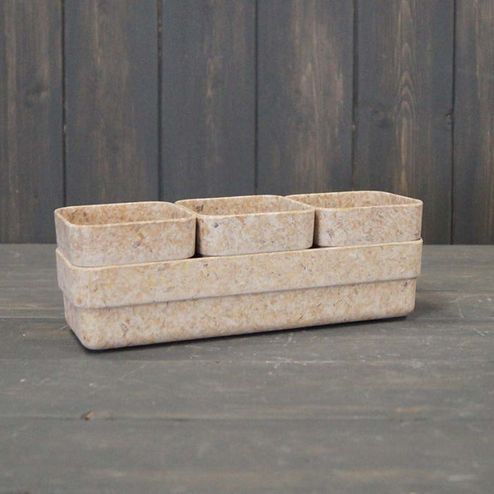 Sustainable Oatmeal Chaff Windowsill Trio Seed Pots & Tray | Party Save Smile
