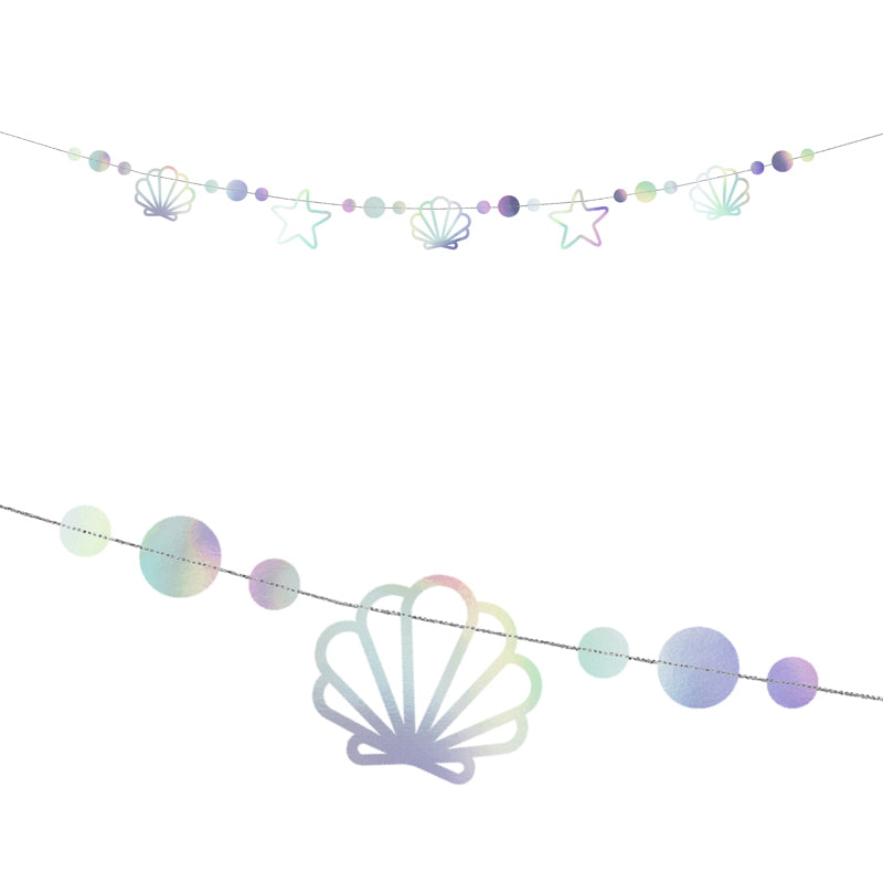 Iridescent Shells Mermaid Garland Banner 2 Metres | Party Save Smile