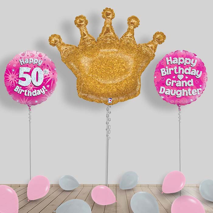 Happy Birthday Grandaughter Balloons Package - 50th Birthday | Party Save Smile