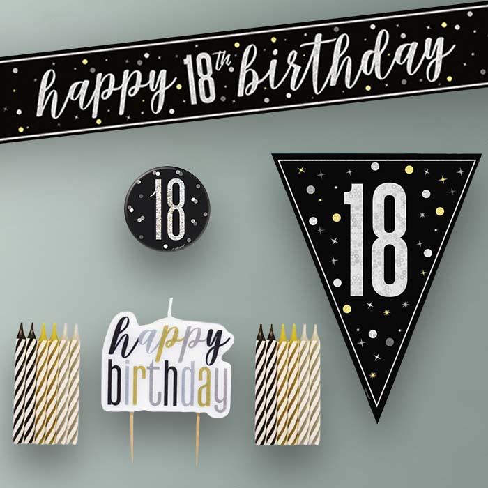 Black and Silver 18th Birthday Decoration Package