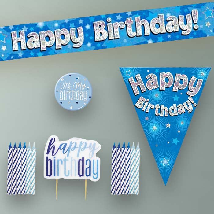 Blue Stars Happy Birthday Decoration Package