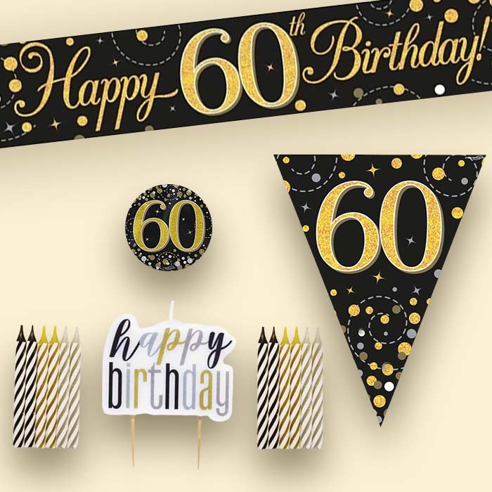 Black & Gold 60th Birthday Decoration Package