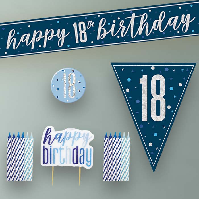 Navy Blue and Silver 18th Birthday Decoration Package