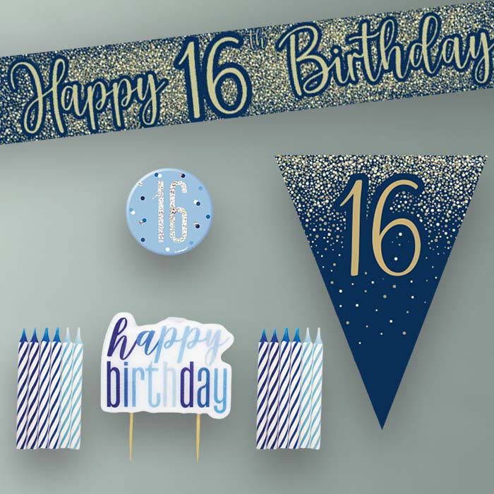 Navy and Gold 16th Birthday Decoration Package