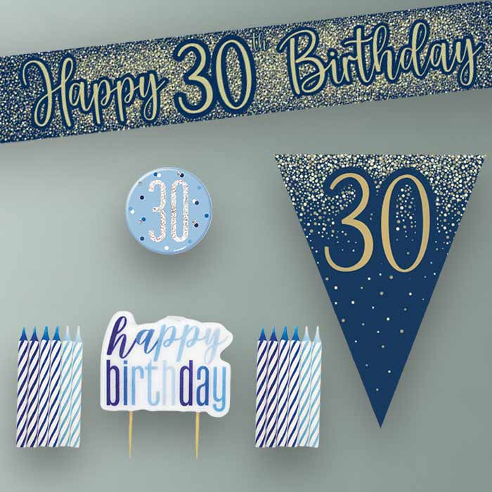 Navy and Gold 30th Birthday Decoration Package