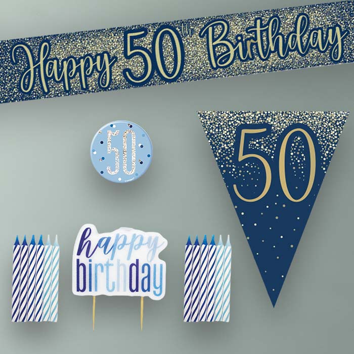 Navy and Gold 50th Birthday Decoration Package