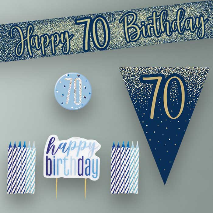Navy and Gold 70th Birthday Decoration Package