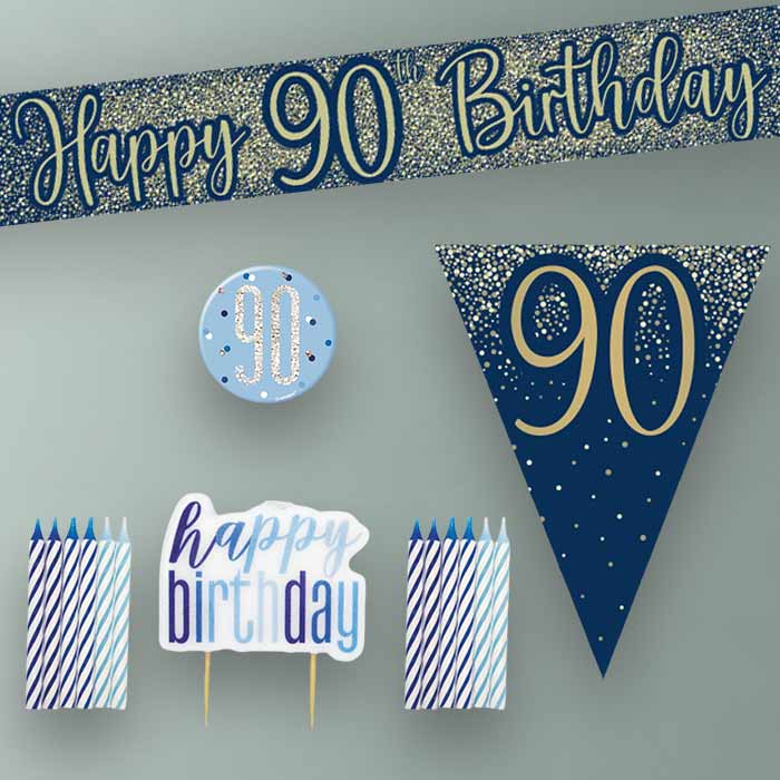 Navy and Gold 90th Birthday Decoration Package