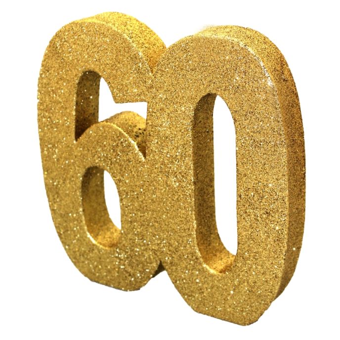 Table Decor for 60th Birthday - Gold Glitter | Party Save Smile