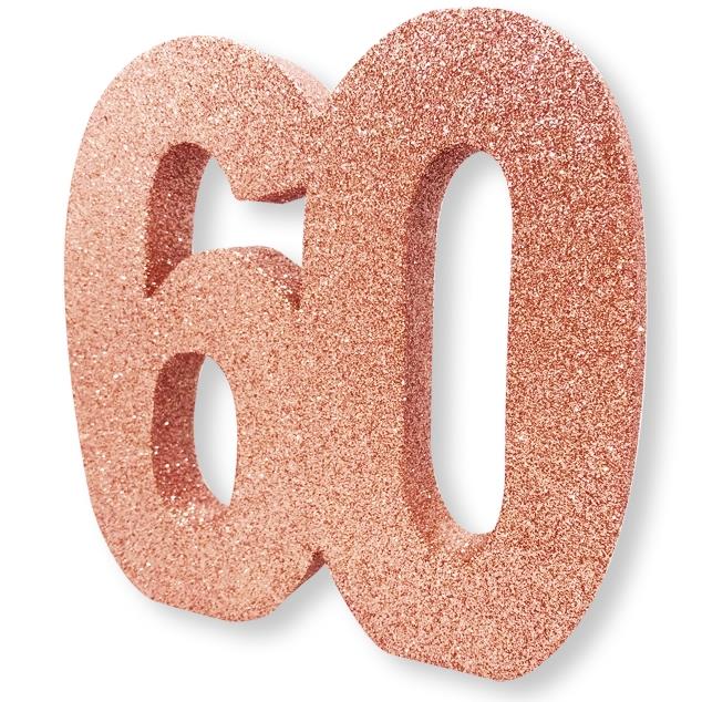 Rose Gold Glitter Age 60 Table Centrepiece Decoration | Party Save Smile