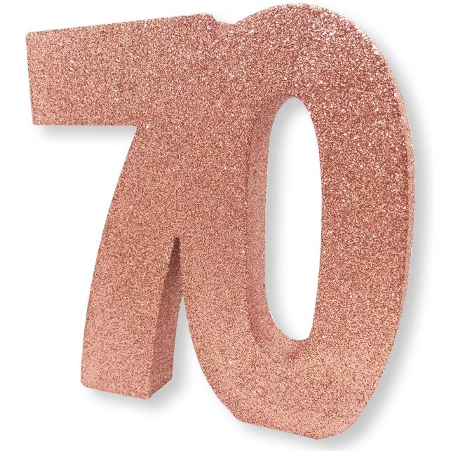 Rose Gold Glitter Age 70 Table Centrepiece Decoration | Party Save Smile