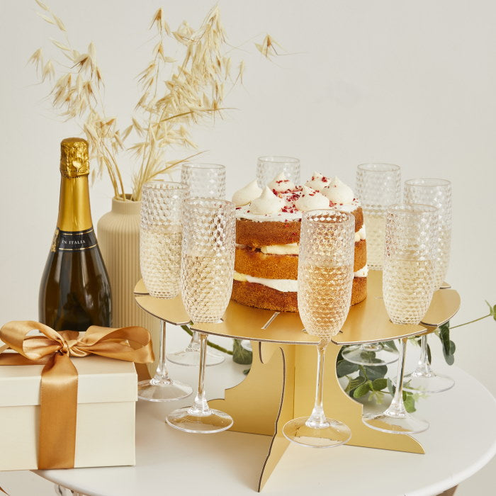 Gold Champagne and Cake Stand 38cm | Party Save Smile
