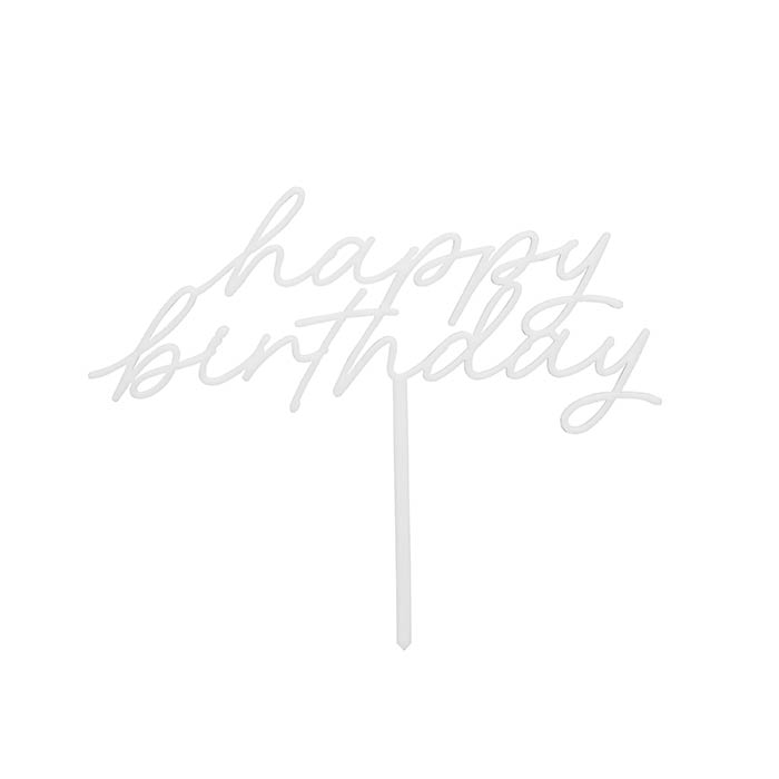 Cream Acrylic Happy Birthday Cake Topper