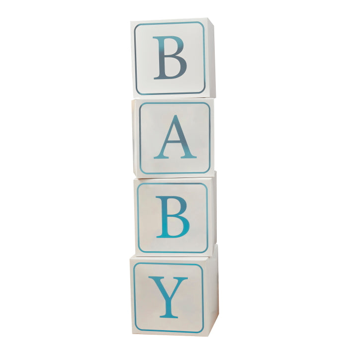 Blue Baby Shower Jumbo Block Decorations Pack of 4 | Party Save Smile