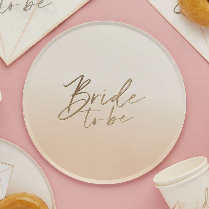 Blush Bride to Be Paper Plates 8 Pack | Party Save Smile