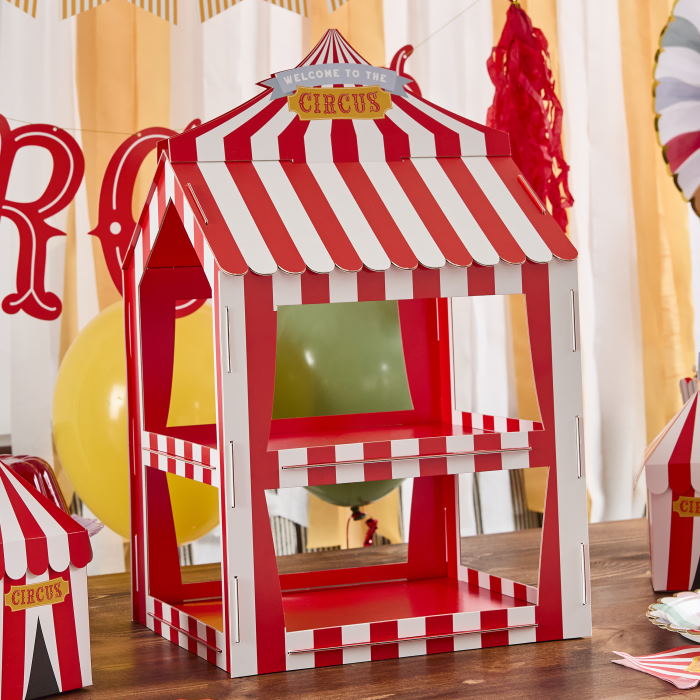 Red & White Circus Food Stand: Perfect Table Decoration