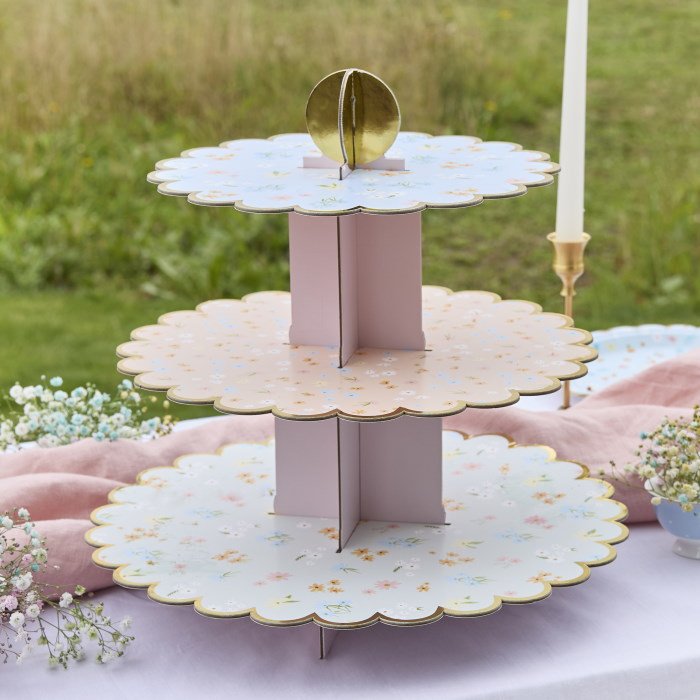 Floral Tea Party Cake Stand - 3 Tier 35cm