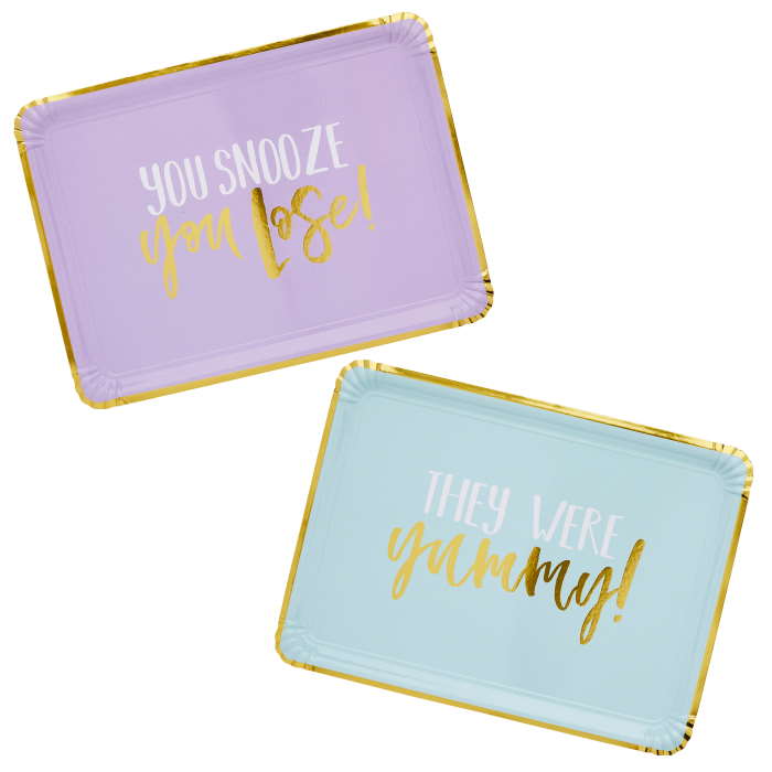 Pastel Pun Paper Food Trays 4 Pack | Party Save Smile