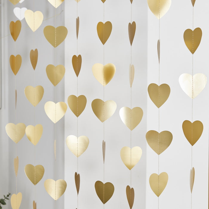 Gold Heart Engagement Backdrop 20 Metres | Party Save Smile