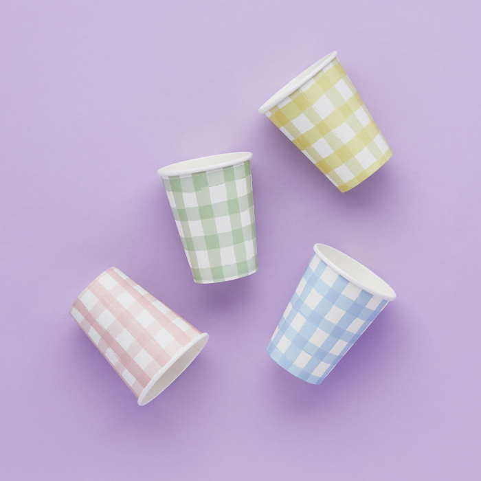 Gingham Paper Cups 8 Pack | Party Save Smile