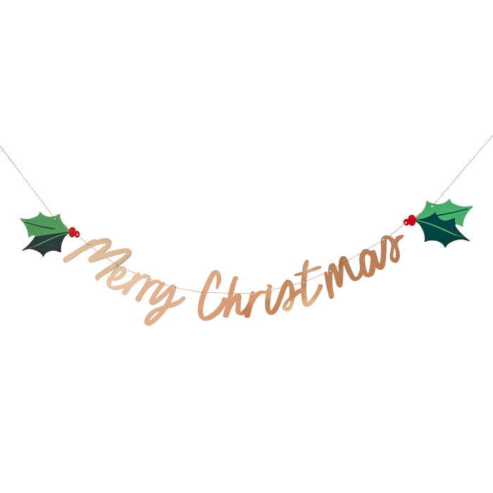 Merry Christmas Holly Banner 2 Metres | Party Save Smile