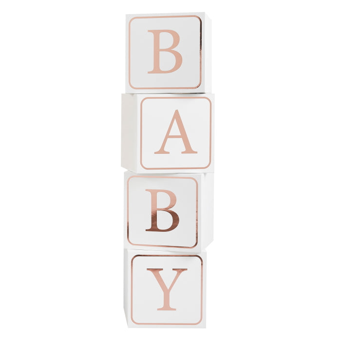 Rose Gold Giant Baby Shower Block Decorations Pack of 4 | Party Save Smile