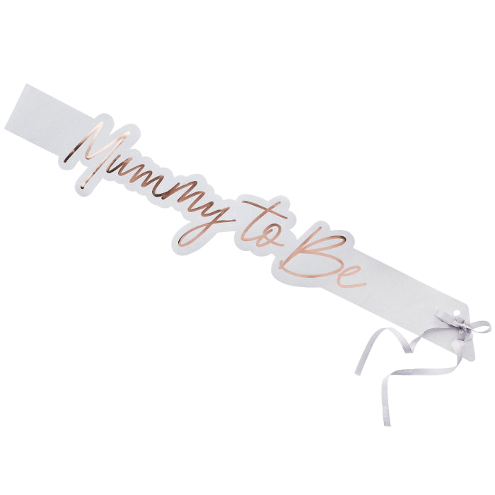 Rose Gold Mummy To Be Sash: Baby Shower Accessory | Party Save Smile
