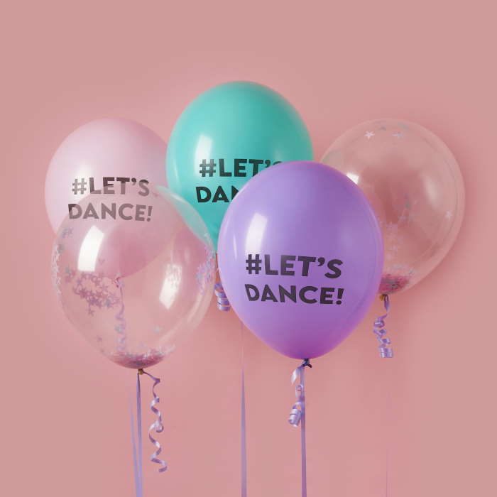 Let’s Dance Confetti Latex Balloons 5 pack | Party Save Smile