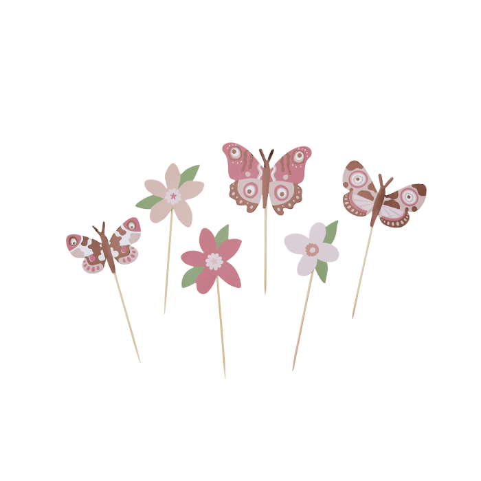 Flower and Butterfly Food Picks 12 Pack | Party Save Smile