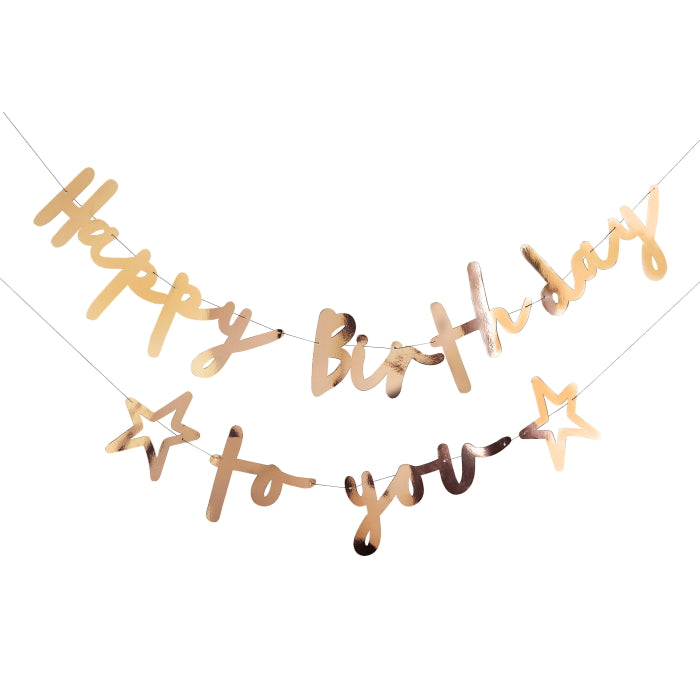 Gold Happy Birthday To You Banner 4 metres | Party Save Smile