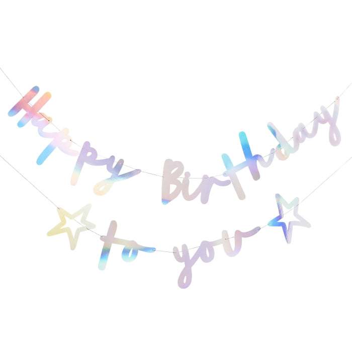 Iridescent Happy Birthday To You Banner 4 metres | Party Save Smile