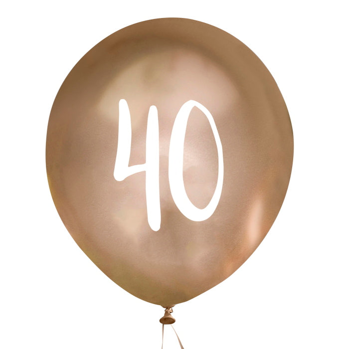 Gold 40th Birthday Latex Balloons Pack of 5 | Party Save Smile