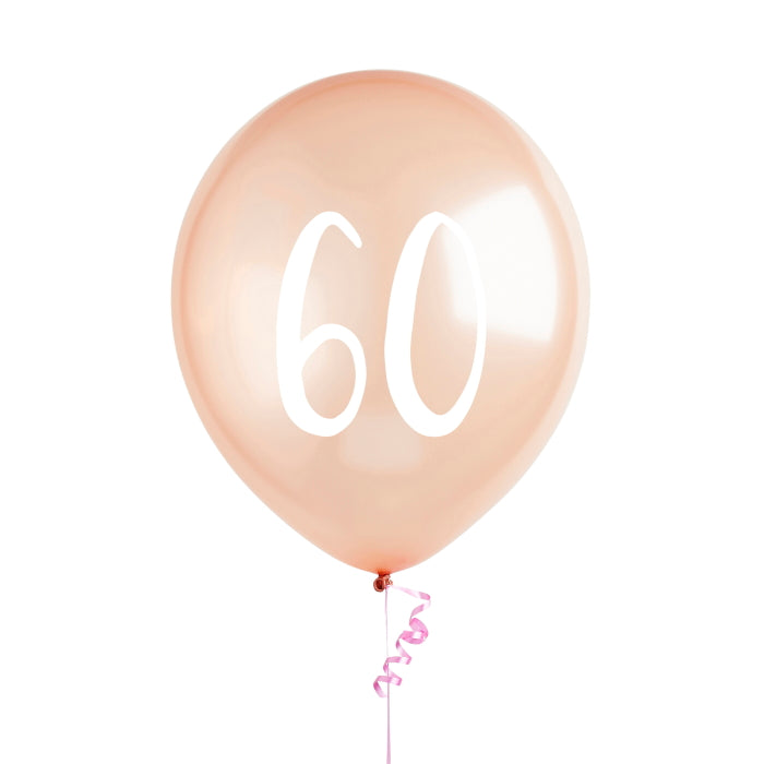 Rose Gold 60th Birthday Latex Balloons Pack of 5 | Party Save Smile