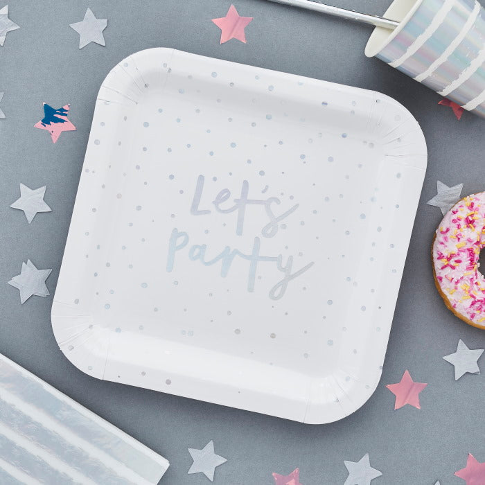 Iridescent Lets Party Paper Plates Pack of 8 | Party Save Smile
