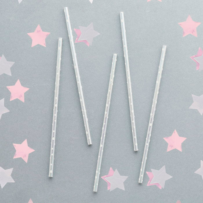 Iridescent Paper Straws Pack of 20 | Party Save Smile