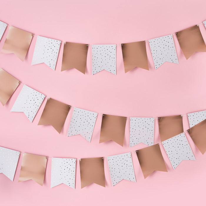 Rose Gold Paper Flag Bunting 10 metres | Party Save Smile
