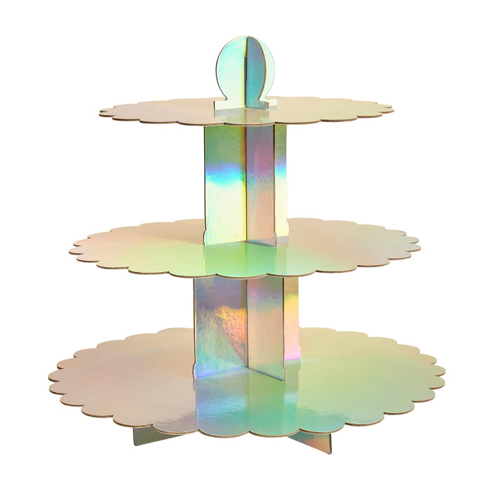 Iridescent 3 Tier Cupcake Stand 34cm | Party Save Smile