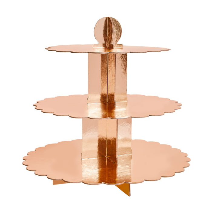 Rose Gold 3 Tier Cupcake Stand 34cm | Party Save Smile