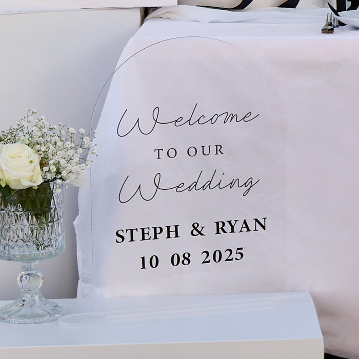 Customisable Black and White 'Welcome To Our Wedding' Sign 43cm