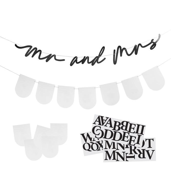 Black and White 'Mr & Mrs Customisable Wedding Banner x 2